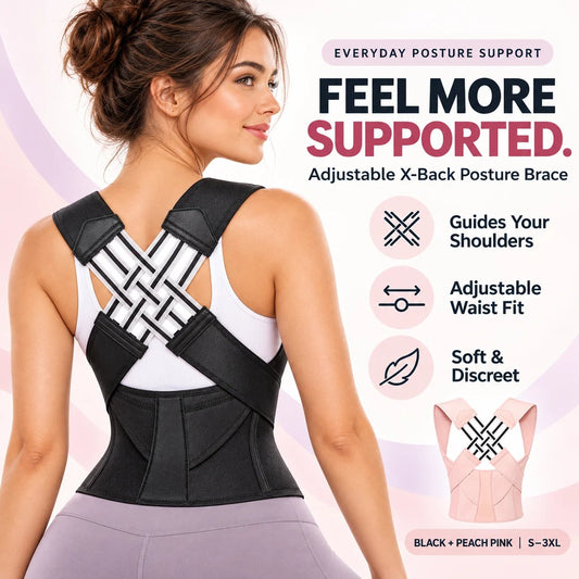 🎉✨ Adjustable X-Back Posture Support Brace – Comfortable Shoulder & Back Support