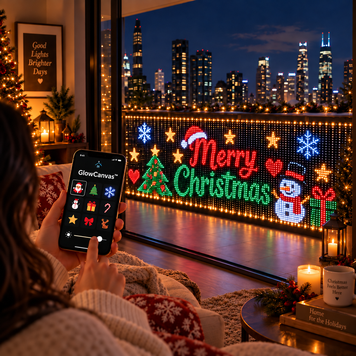 🎅💡GlowCanvas™ Smart Christmas Curtain Lights – App-Controlled DIY Animated LED Display