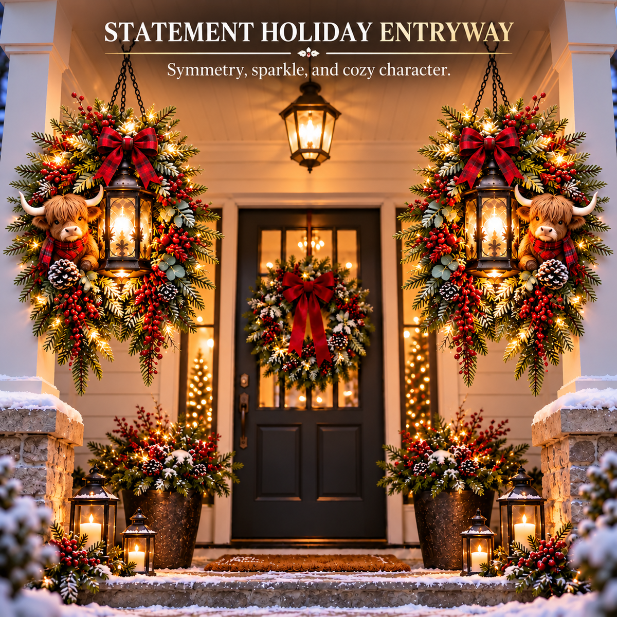 🔥 LAST DAY 50% OFF 🔥|🎄 Christmas Porch Glow™ – Pre-Lit Holiday Lantern & Evergreen Decor | 6 Festive Styles