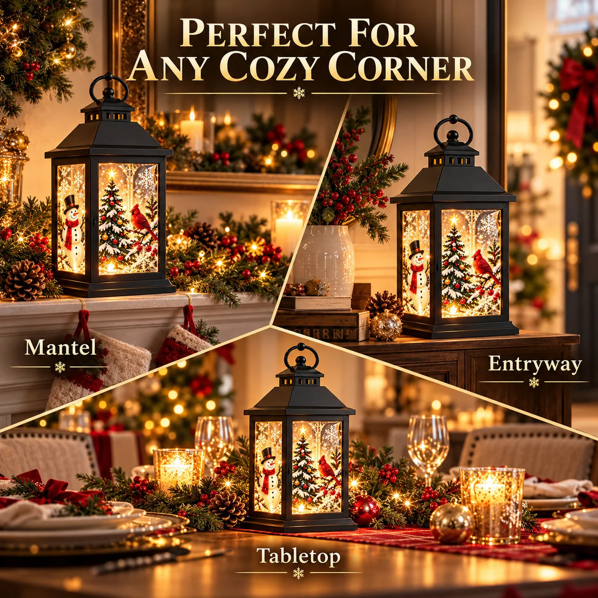 🎄 Interchangeable Crystal Lantern – Festive LED Holiday Decoration