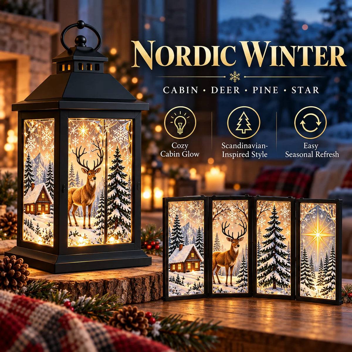 🎄 Interchangeable Crystal Lantern – Festive LED Holiday Decoration