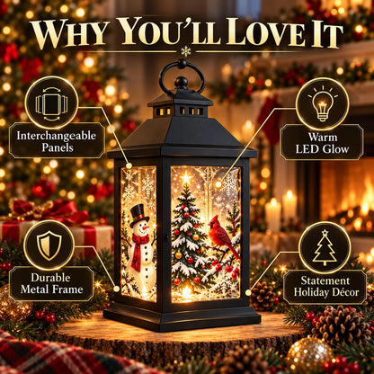 🎄 Interchangeable Crystal Lantern – Festive LED Holiday Decoration