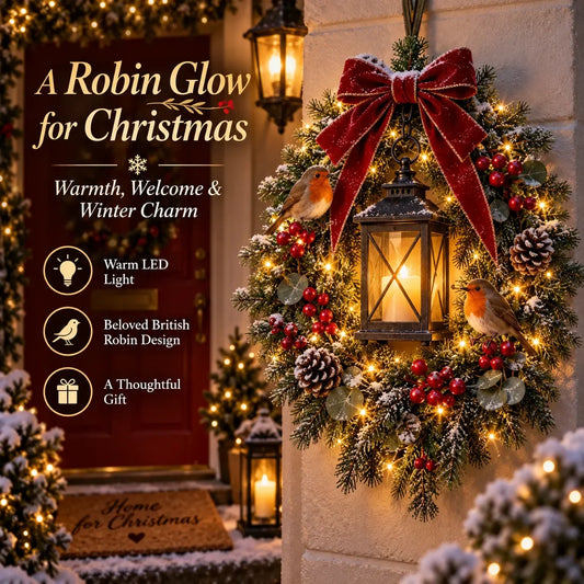 ✨Last Day 49% OFF✨🐦 A Robin Glow™ – Lighted Robin Christmas Wreath