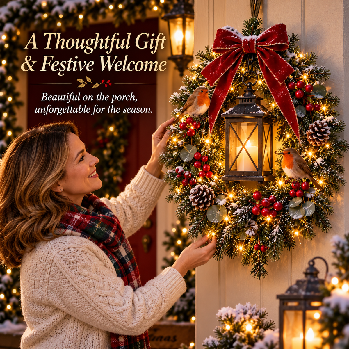 🎄✨ Last Chance – 49% OFF! 🐦 A Robin Glow™ Lighted Christmas Wreath – Bring Holiday Magic to Your Door!