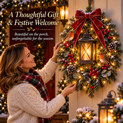 🎄✨ Last Chance – 49% OFF! 🐦 A Robin Glow™ Lighted Christmas Wreath – Bring Holiday Magic to Your Door!