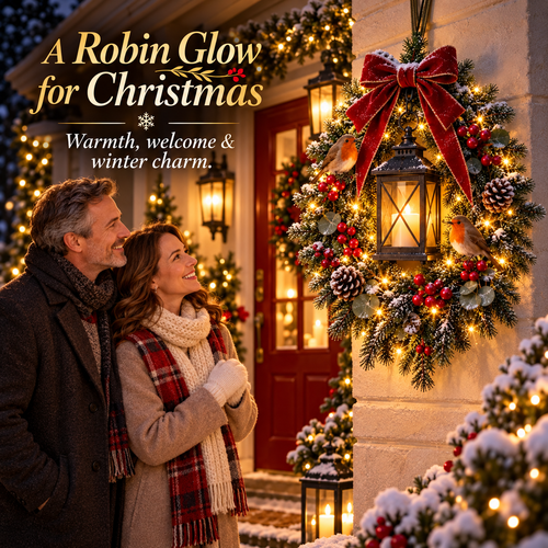🎄✨ Last Chance – 49% OFF! 🐦 A Robin Glow™ Lighted Christmas Wreath – Bring Holiday Magic to Your Door!