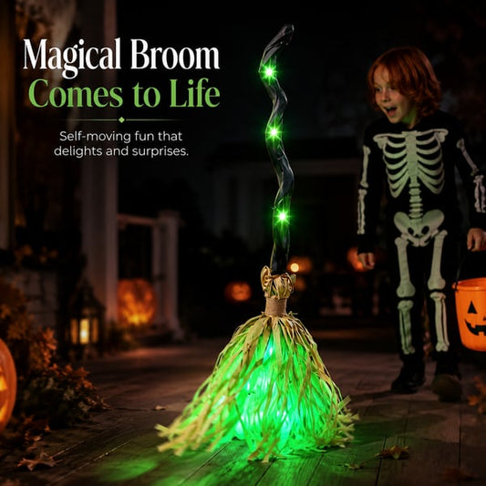 ⭐Animated Moving Witch Broom- Light‑Sound‑Motion⭐
