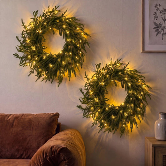 Artificial Christmas Wreath – Realistic Faux Pine & Mixed Needle Greenery, UV Resistant, Waterproof, Windproof（副本）